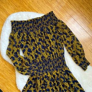 Michael Kors Off Shoulder Floral Midi Dress